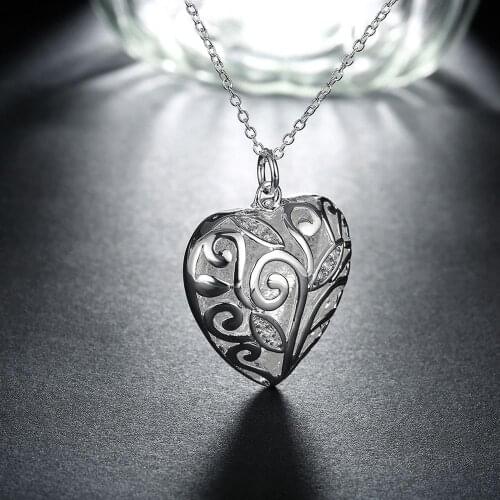 Fashion Fine brand 925 Sterling Silver crystal heart pendant Necklace For Women Party Engagement Wedding Gifts Jewelry