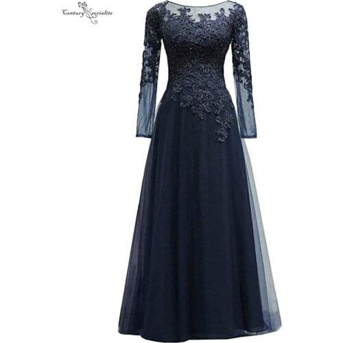 Plus Size Mother Of the Bride Dresses Long Sleeves Lace Appliques Beaded Floor Length Wedding Guest Dress Evening Formal Gowns