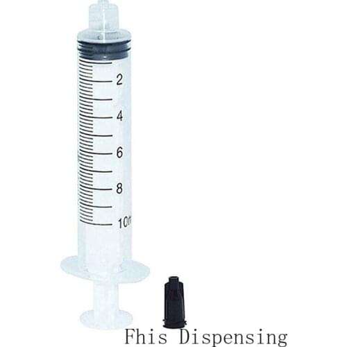 10ml Luer Lock Industrial Dispensing Syringes Glue Syringe Sealant Epoxy Syringe Liquid Dispenser with Black Tip Cap Pack of 50