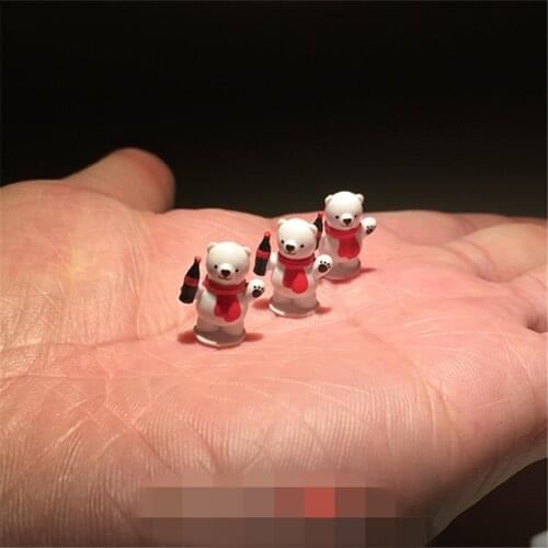 120piece 1.5cm white bear sea bear very small Figure Toy PVC Cute polar bear hand with cola Action Figure Collectible models