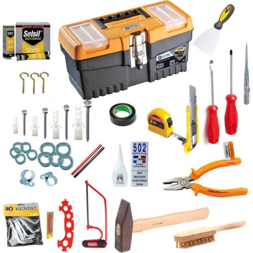 132 Piece 40 Kinds Tool Bag Set Piece Home Repairing Tool Set with 12-Inch Wide Mouth Open Storage Bag