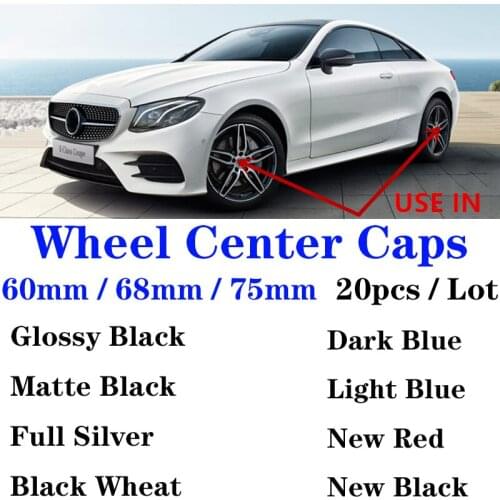 20pcs/Set 60mm 68mm 75mm New Black Red Blue Wheat Silver Wheel Center Caps Car Styling Accessories Logo Badge Emblem