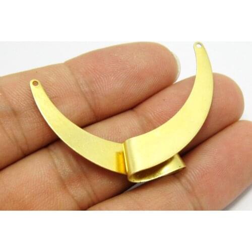 Brass moon connector 43x30mm Fold Raw brass charm pendant -20pcs R579
