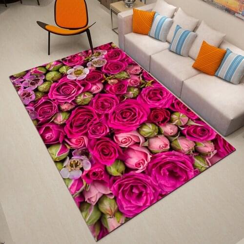 3D Flower Crystal suede carpet living room bedroom sofa coffee table mat entrance corridor carpet floor mat can be customized