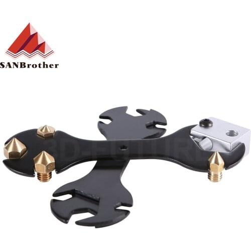 3D Printer Parts Tool 5 IN 1 Wrench Stay 5.7mm to 20.2mm Steel Spanner Multifunction Wrench Flat Spanner For E3D MK8 MK10 Nozzle
