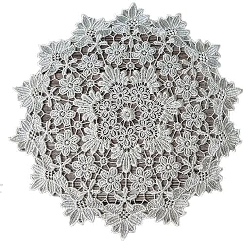 White Lace Table Place Pads Round Embroidery Christmas Mat Cloth Dish Placepads Cup Mug Dinner Tea Coaster Glass Doily Kitchen