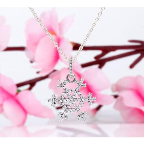 Bewill S925 Sterling Silver New Crystal Snowflake Pendant Fashion Pendant Fit Original Charms