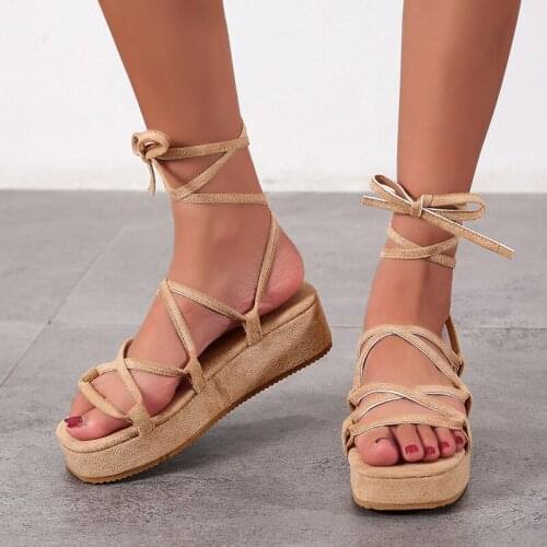 Moccasin Woman Summer Women Sandals Narrow Ankle Cross Heels Platform Strap Thong Sandals Women Shape Design Flat Shoes Women