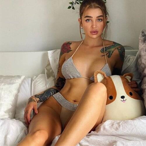 Brazilian Sexy Micro Diamond Bikini Hot Swimming Suit for Women String Bikini Sexy Swimsuit Women Push Up Mini Bathing Black