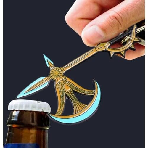 RJ The Seven Deadly Sins Escanor Axe Opener Keychains Nanatsu no Taizai Divine Axe Rhitta Keyring Men Love Beer Key Holder Gift