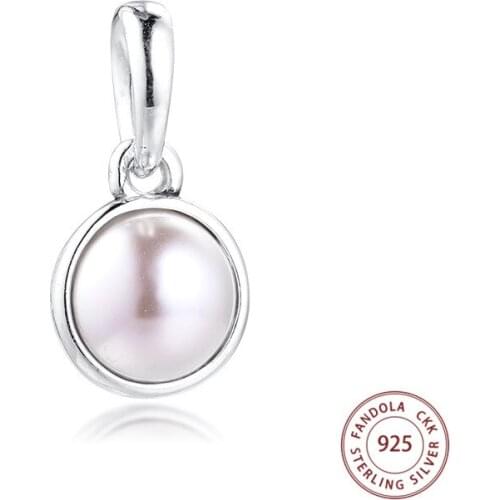 Authentic 925 Sterling Silver Luminous Droplet White Crystal Pearl Charms Beads Fits Original Bracelet DIY Jewelry Making Kralen