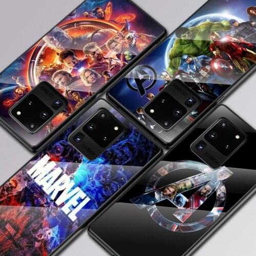 Marvel The Avengers For Samsung Galaxy S20 FE S10e S10 S9 S8 Ultra Plus Lite Plus 5G Tempered Glass Cover Phone Case