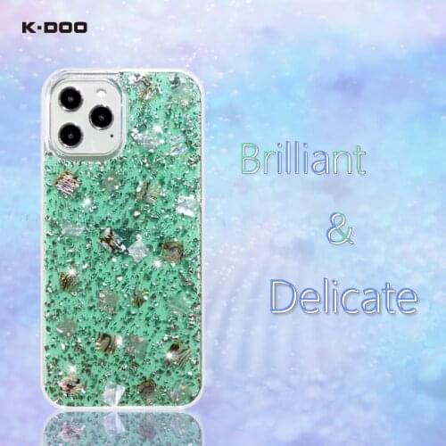 K-Doo Flash Series real natural Seashells shining mobile back cover bling phone case for iPhone12/12mini/12pro/12promax