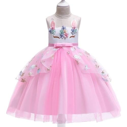 D0084Floral Print Mesh 2 pieces Princess Baby Girl Dress 2020New Spring Party Wedding Kid Dress For Girl Wholesale Child Clothes