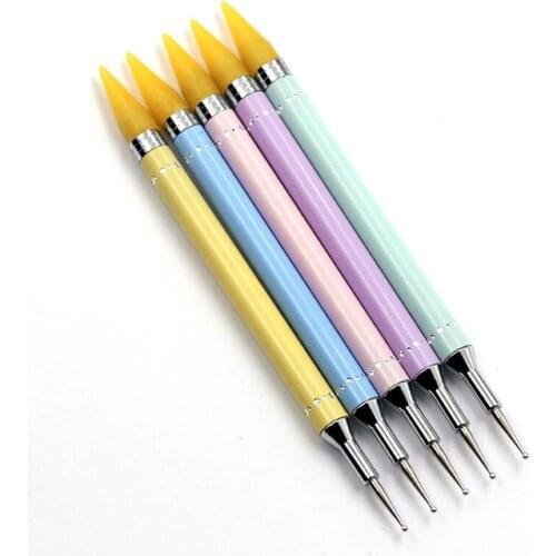 1PCS Double ended Dotting Pen Rhinestone Studs Picker Wax Pencil Crystal Beads Handle Nail Art Tool T0384