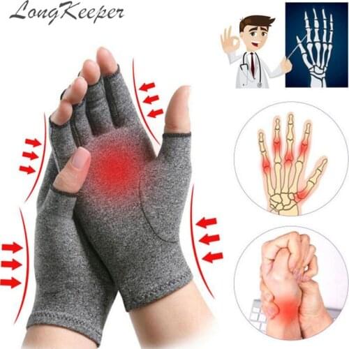 Compression Arthritis Gloves Relieve Joint Pain Gloves Sport Protection Wrist Support Therapy Wristband Half Fingers Gloves