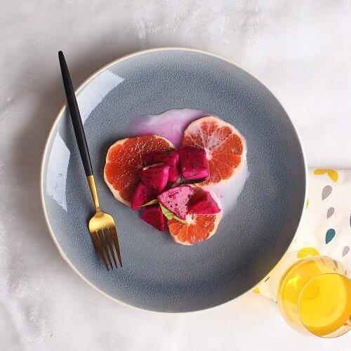 Creative Personality Salad Plate Ceramic Ice Crack Disk Simple Spaghetti Plate Hotel Breakfast Plate Steak Flat Cake Plate