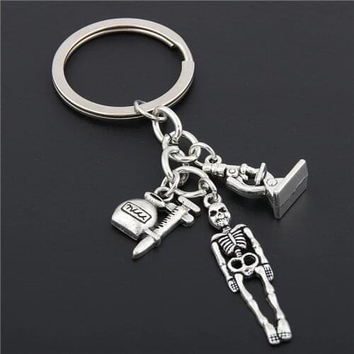 Human Medicine Biology Skeleton Microscope Medical School Student Keychain Doctor Keychain