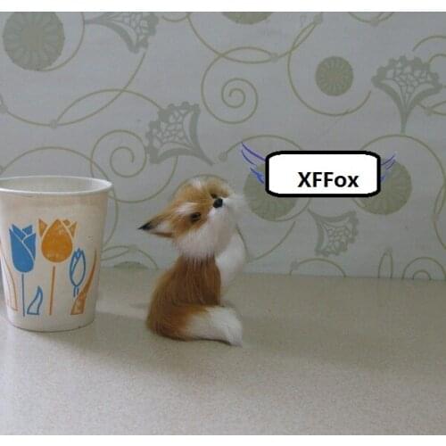 Cute real life look up fox model plastic&furs small yellow fox doll gift about 9x6.5x8.5cm xf1693