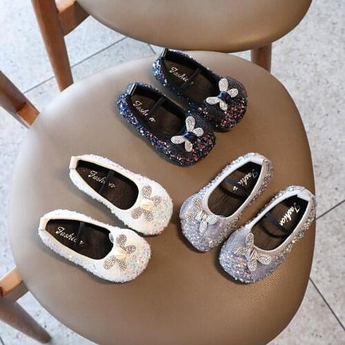 Fashion Girl Princess Shoes Rhinestone Bow Party Spring Autumn Childrens Shoe Flat Cute Kids Little Girl Shoe Casual Sneakers