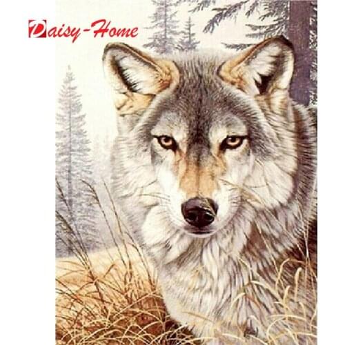 5D DIY Diamond Painting Wolf Cross Stitch Kit Full Drill Square Embroidery Animals Mosaic Art Picture of Rhinestones Decor Gift