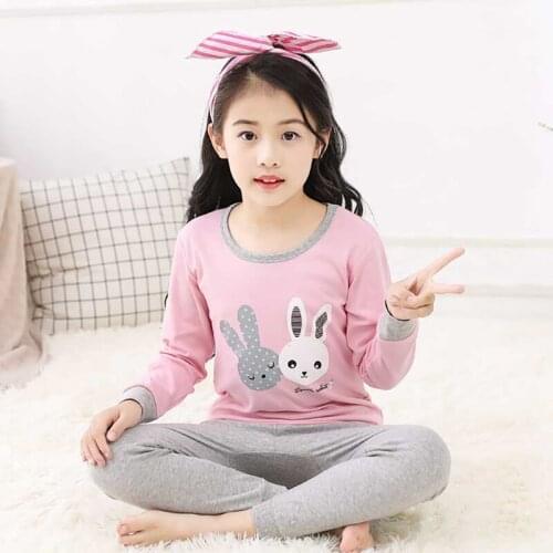 Autumn Pajamas Baby Kids Girls Boys Cartoon Printed Sleepwear Set Long Sleeve Blouse Tops+Pants Pajamas