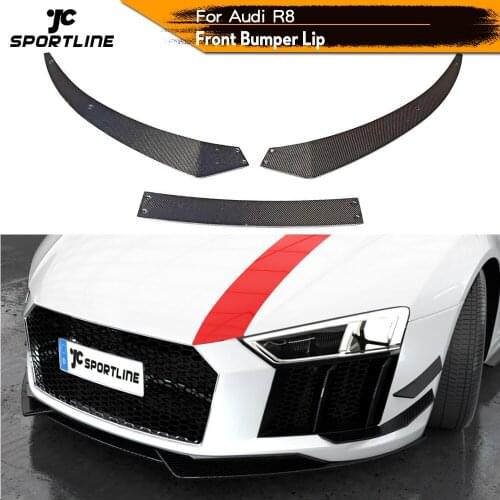 Carbon Fiber Front Bumper Lip Spoiler Splitters For Audi R8 2016 - 2018 Carbon Fiber Front Bumper Lip Spoiler Splitters