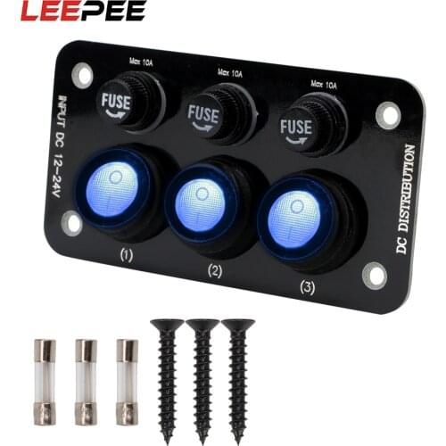 LEEPEE Porous Toggle Switch DC 12-24V Car Switch Panel for Car Marine Truck Replaceable Fuse Holder