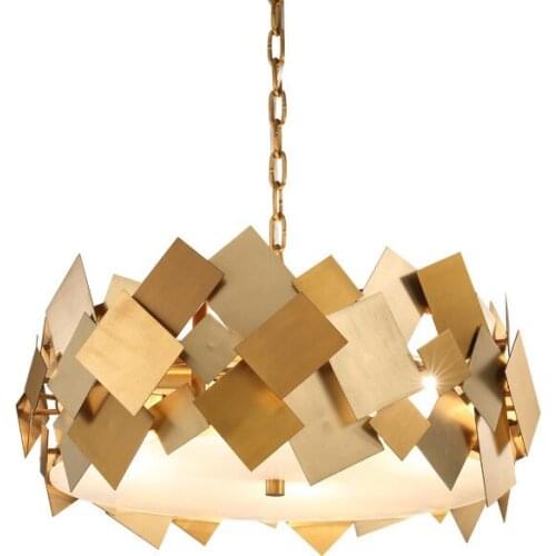 Post-modern stainless steel 2-layer chandelier art designer living room lighting personality square metal dining room lamps