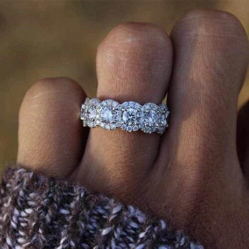 Seanlov Luxury White Zircon Ring High Quality Silver Gold Filled Rings For Women Wedding Gifts Fashion Jewelry