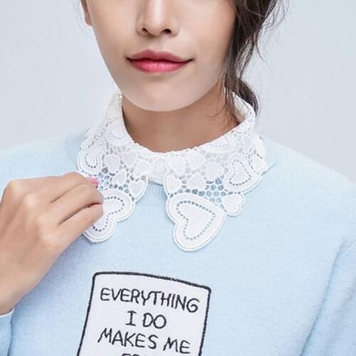 Women Pure ColorShirt Cotton Lace False Collars F3MD