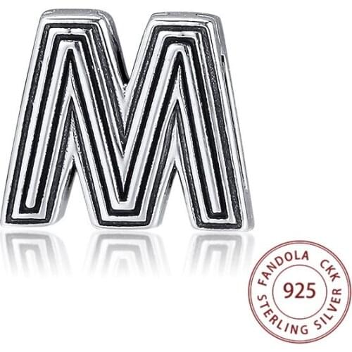 DIY Beads Fit Pandora Bracelet Reflexions Letter M Clip Charm 925 Sterling Silver Bead Charms for Jewelry Making perles kralen