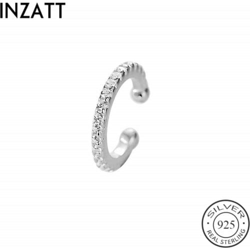 INZATT Real 925 Sterling Silver Minimalist Zircon Clip Earrings For Fashion Women Party Fine Jewelry 2020 Accessories Gift