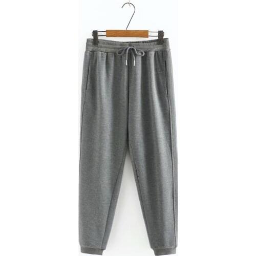 Oversize pants for women black gray drawstring high waist loose trousers autumn 2021 womens clothing