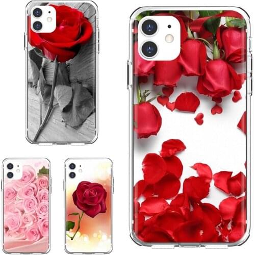 For Xiaomi Redmi 2 S2 3 3S 4 4A 5 5A 5 6 6A 7A 9 9T 9C 9A Pro Pocophone F1 sweet-red-pink-Roses-flower Silicone Cover