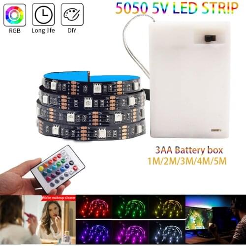 5V 3AA battery Strip Lights Tape RGB 5050 SMD led srtips rgb for room decor Festival Party Bedroom TV TikTok Mirror lights