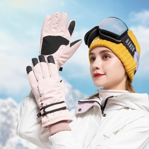 Outdoor Ski Gloves Women Warm And Velvet Water Repellent Non-Slip Wear-Resistant Winter Cycling Can Touch Screen