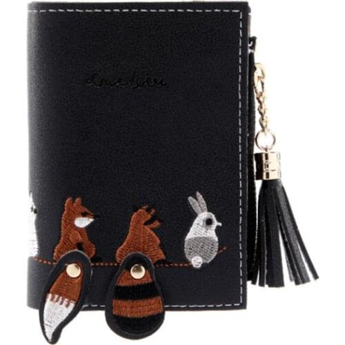 Vintage Wallets Cartoon Animal Fox Candy Colored Girls Coin Bags Women Key Wallets