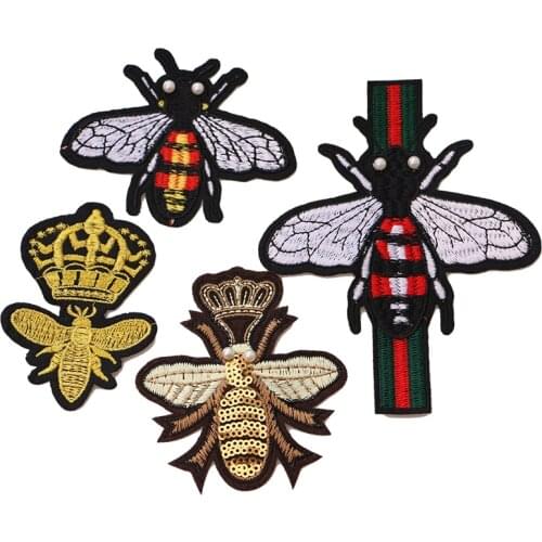 Animal Decorative Patch Golden Bee icon Embroidered Applique Patches For DIY Iron on Badges Stickers on backpack,the clothes