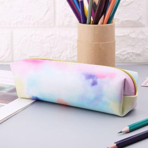 Kawaii Pencil Case Colorful Pink Makeup Cosmetics Bag Pen Box Storage Pouch Case School Supplies Stationery M5TE