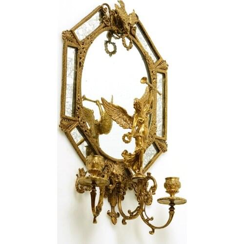 Zq European and American Style Living Room Entrance Luxury Home High-End Candlestick Mirror Wall Decoration Ornaments