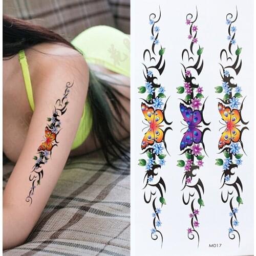 1pcs Cool butterfly strip totem tatoo Waterproof waist Arm Tattoo Sleeve Flash Temporary Tattoo Sticker