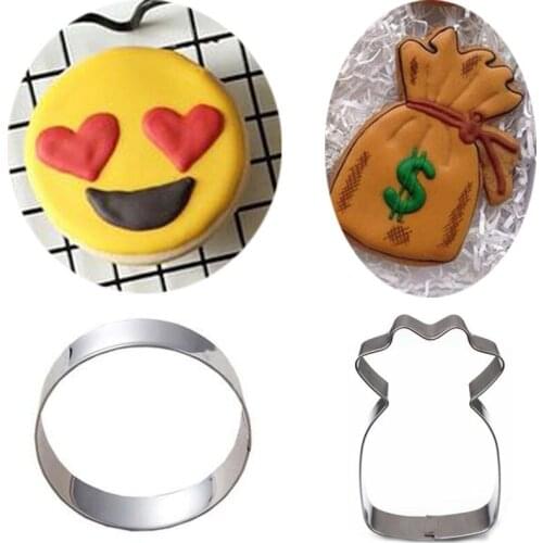 1pcs patisserie reposteria Bakeware Money Bag Smiley Moldes Metal Cookie Cutter Fondant Cake Decor Cupcake Biscuit Pastry Mould
