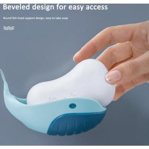 1PC Soap Holder Cute Whale Bath Soap Dish Wall-mounted Fast Drain Keep Soap Clean Dry Rack Bathroom Soap Dishes Dropshipping