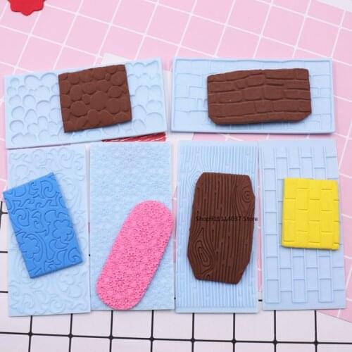 2PCS Rectangle Pottery Art Emboss Stamp Tools Plastic Polymer Clay Texture Sculpture Mould DIY Bark/wall Clay Printing Molds