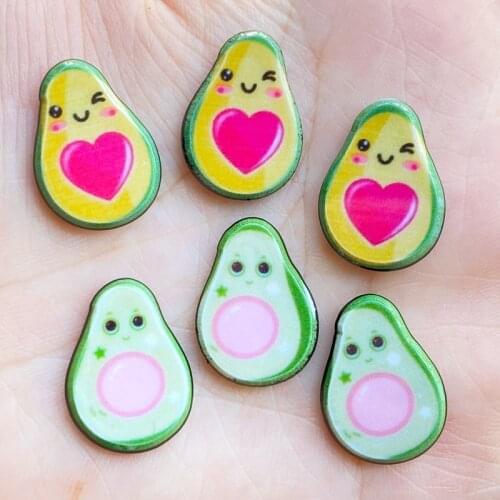 20Pcs New Cute Mini Avocado Flat Back Acrylic Cabochons Scrapbooking DIY Jewelry Craft Decoration Accessorie J11