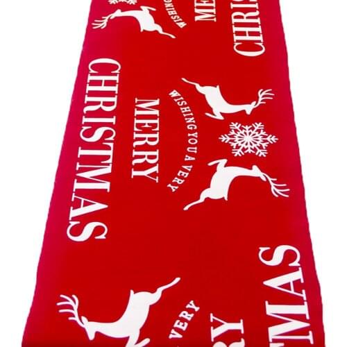 270 x 28cm Long Christmas Joyous Table Runner Snowflake Reindeer Elk Printed Xmas Table Cloth White Red Rectangular Party Decor3