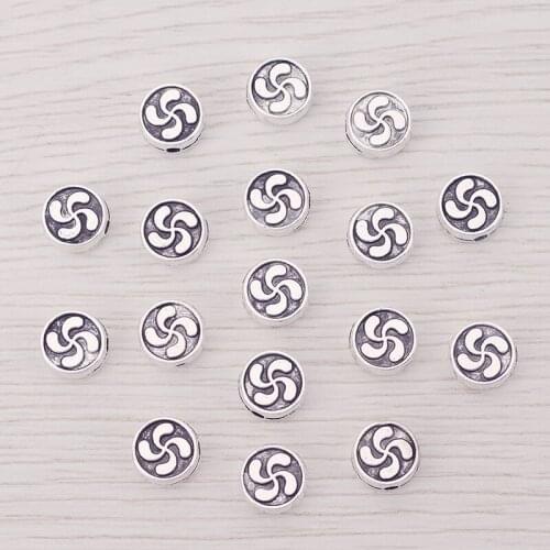 30 x Windmill Pattern Round Spacer Beads Charms 2 Sided For DIY Necklace Jewelry Handmade Accessories 8mm