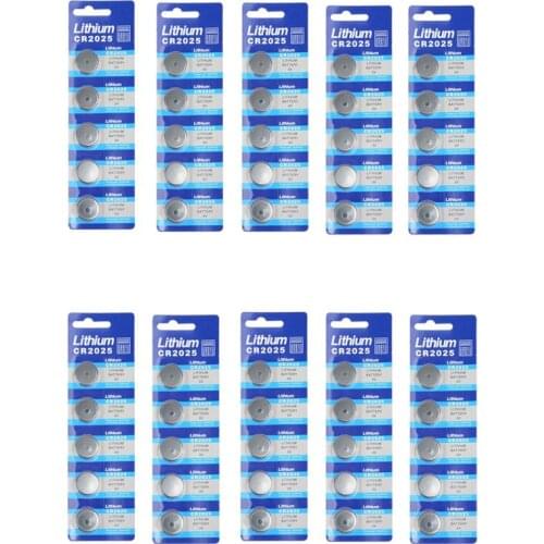 50PCS /10 Cards 3V CR2025 DL2025 BR2025 KCR2025 CR 2025 Lithium Button Coin Cell Battery For Watch Toys Remote Car Keys