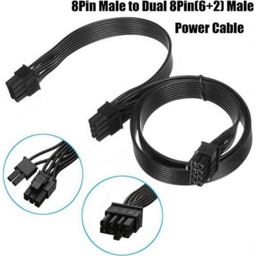 60cm 18AWG 8 Pin Male to Dual 8Pin(6+2) Male PCI-E Video Graphics Card Power Cable GPU Power Extension Cable Cord